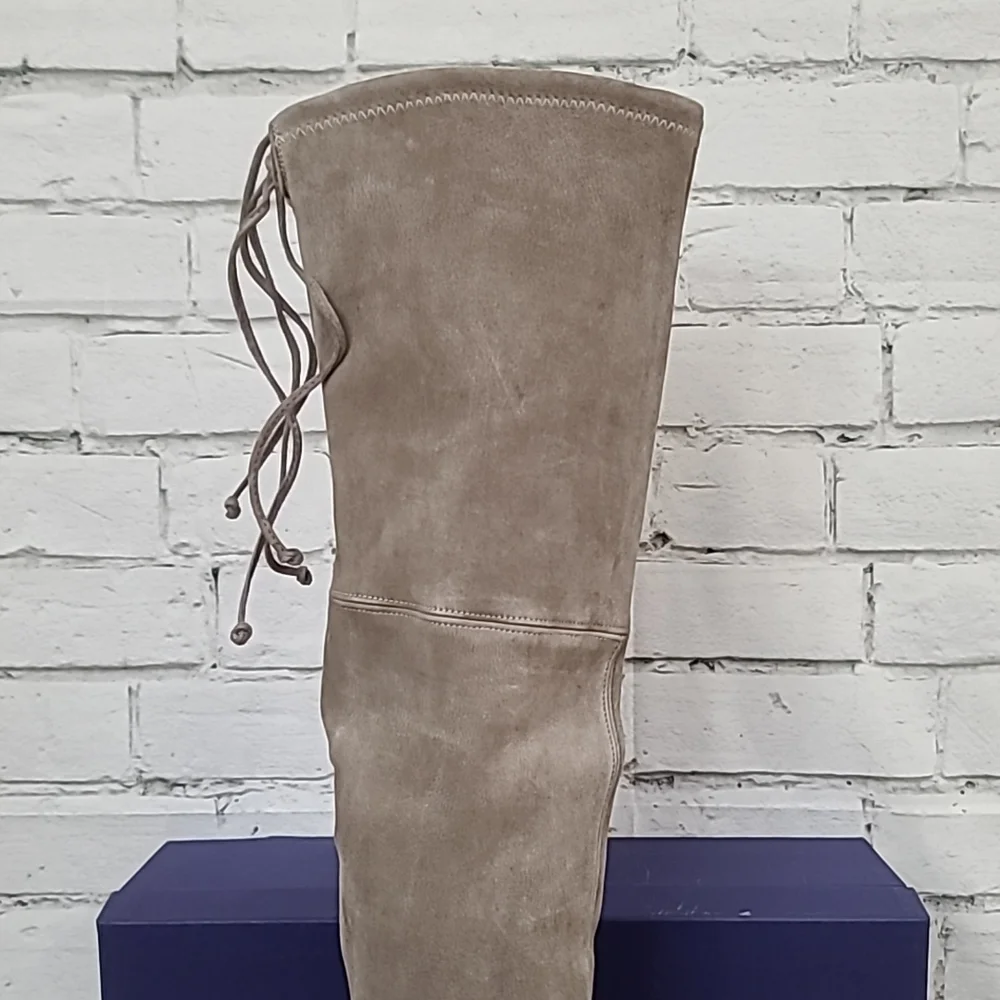 Stuart Weitzman Tiemodel Suede Leather Over-the-knee Boots In Taupe - NWT/NIB